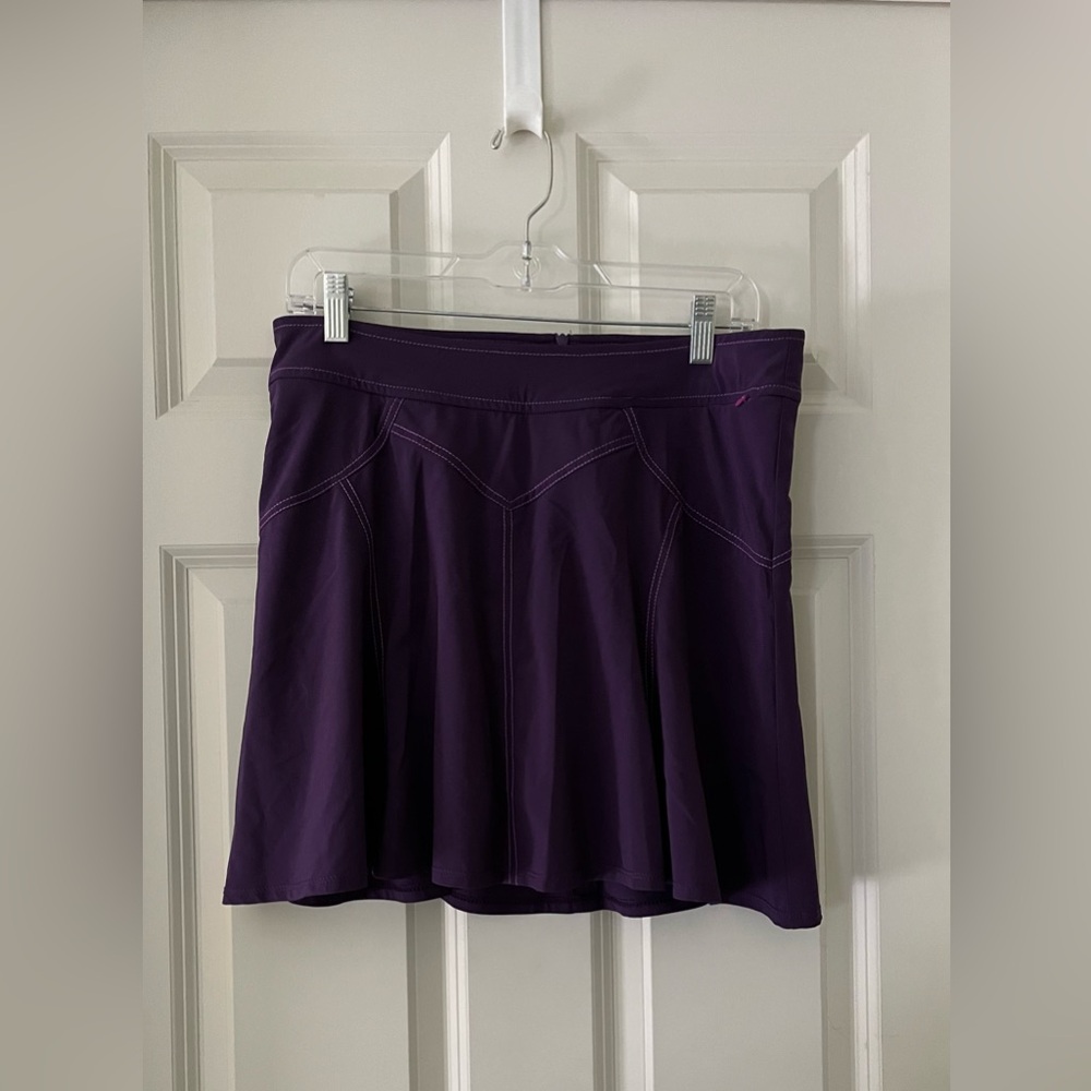 Women Title Nine Athletic Skort Purple w/pink trim spandex tennis workout gym 6